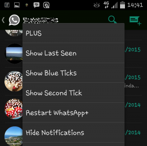 WhatsApp+ Settings Screen